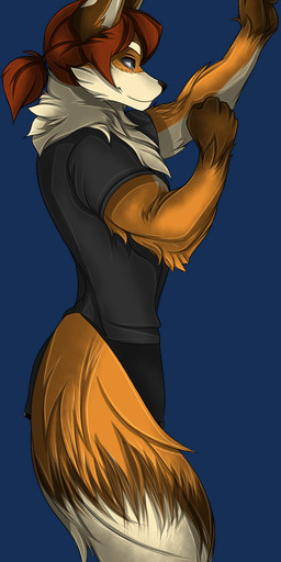 anthro black_bottomwear black_clothing black_shirt black_shorts black_topwear bottomwear claws clothing ears_up fluffy fur grin hair hands_up happy heart_(marking) heart_symbol male mane markings masculine muscular orange_body orange_fur patterned_fur paws pose red_hair shirt shorts smile teeth topwear snowiefeather canid canine fox mammal red_fox true_fox alpha_channel hi_res