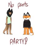 ambiguous_gender anthro bottomless clothed clothing dancing duo flashing_text simple_background text underwear white_background echo-80 canid canine fox mammal 4:5 animated english_text short_playtime