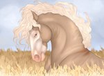 ambiguous_gender blonde_mane brown_body eyelashes feral mane mouth_closed narrowed_eyes side_view solo wheat huskii-s equid equine horse mammal signature