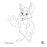 1990s_theme female gesture solo standing waving winged_arms wings teot chip_'n_dale_rescue_rangers disney foxglove_(cdrr) bat mammal 1:1 black_and_white hi_res line_art monochrome sketch