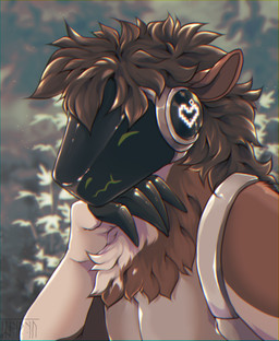 anthro fur hair machine male solo shyryp broderick_longshanks equid equine horse hybrid mammal protogen digital_media_(artwork) hi_res