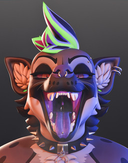 anthro breath collar ear_piercing eyebrow_piercing facial_piercing female inner_ear_fluff looking_at_viewer mouth_shot multiple_piercings nose_piercing nose_ring open_mouth piercing pupils ring_piercing sharp_teeth slit_pupils smile solo spiked_collar spikes teeth tongue tongue_piercing tuft uvula whiskers sneakyphox zoey_(squishykinks) hyena mammal spotted_hyena 3d_(artwork) absurd_res blender_(artwork) digital_media_(artwork) hi_res