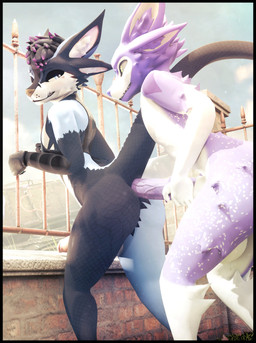 anal anal_penetration animal_genitalia animal_penis anthro anthro_penetrated bedroom_eyes big_penis black_body black_fur black_scales blue_body blue_fur butt cheek_tuft claws clothing duo equine_genitalia equine_penis erection facial_tuft fur genitals hair huge_penis latex latex_clothing latex_topwear looking_at_another looking_back looking_back_at_another male male/male male_penetrated male_penetrating male_penetrating_male markings multicolored_body narrowed_eyes nude penetration penile penis purple_body purple_fur purple_markings raised_tail scales seductive sex smile star_(marking) tail topwear tuft white_body white_fur white_markings lill_esp lill_espion deuzear 3d_(artwork) absurd_res blender_(artwork) digital_media_(artwork) hi_res