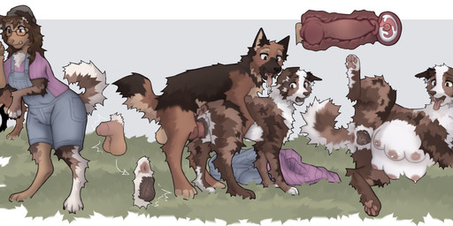 animal_genitalia animal_penis animal_vulva anthro anus balls beanie black_nose bodily_fluids brown_body brown_eyes brown_fur brown_hair brown_nose brown_vulva canine_genitalia canine_penis canine_vulva cervical_contact cervix claws clenched_teeth clothed clothed_female clothed_feral clothing clothing_aside crossgender cum cum_in_uterus cum_inside doggystyle drooling duo ejaculation erection fangs female female_feral female_penetrated feral feral_on_feral feral_penetrated feral_penetrating feral_penetrating_feral floppy_ears from_behind_position fur gender_transformation genital_fluids genital_transformation genitals glistening glistening_genitalia glistening_nipples glistening_vulva grass hair half-erect hat headgear headwear heart_eyes heart_symbol humanoid_genitalia humanoid_penis humanoid_pointy_ears impregnation internal internal_vaginal intraspecies knot knot_root knotted_penis knotting lactating lying male male/female male_feral male_penetrating male_penetrating_female mating_grip motion_lines mottled mottled_body mottled_fur mounting mtf_crossgender mtf_transformation nipples on_side open_mouth outside overalls ovum ovum_with_heart pawpads paws penetration penile penile_penetration penis pink_anus pink_mouth pink_nipples pink_pawpads pink_penis pink_tongue plant pointy_ears pregnant pregnant_female pregnant_feral raised_leg saliva saliva_on_tongue saliva_string sex sheath species_transformation spread_legs spreading surprised tan_balls tan_body tan_fur tan_inner_ear teats teeth tongue tongue_out transformation uterus vaginal vaginal_knotting vaginal_penetration vulva white_inner_ear trailofanimals australian_shepherd canid canine canis domestic_dog german_shepherd herding_dog mammal pastoral_dog sheepdog hi_res