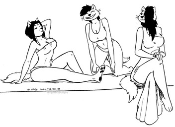anthro bikini breasts cleavage clothed clothed_female clothing eyes_closed female fur grin group hair hair_over_eye pawpads smile swimwear tail trio two-piece_swimsuit whiskers tegerio alexia_minkworthy bella_minkworthy celina_minkworthy mammal mink mustelid musteline true_musteline 2024