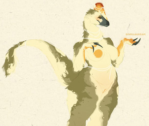 anthro areola big_breasts blush body_jewelry breasts claws eyes_closed feathers female fin fur gem genitals head_fin jewelry navel necklace nipples non-mammal_breasts non-mammal_navel non-mammal_nipples nude pearl_(gem) pose simple_background smile solo tail tail_tuft teeth text thick_thighs tuft vulva white_background white_body white_fur wide_hips bunillacream pomelo_(bunillacream) dinosaur feathered_dinosaur feathered_scalie guanlong prehistoric_species reptile saurischian scalie theropod tyrannosauroid colored digital_media_(artwork) hi_res