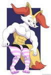 absurd_res anthro braixen clothing colorcoroded generation_6_pokemon hi_res legwear male muscular muscular_anthro muscular_male nintendo pokemon pokemon_(species) solo stockings