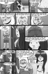 adventure_time bathroom blush bottomwear breasts bulge butt cartoon_network clothed clothing comic cubby_chambers dialogue english_text exclamation_point female finn_the_human greyscale hair hat headgear headwear hi_res human humanoid long_hair male mammal marceline_abadeer monochrome panties pants text topless underwear vampire