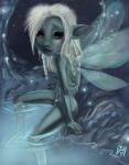 bathing female genitals green_body green_skin hair humanoid_pointy_ears nipples not_furry nude pointy_ears pubes pussy solo white_hair white_pubes wings nsfy_(artist) tdc:_age_of_resistance the_dark_crystal deet_(tdc) gelfling humanoid hi_res