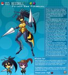 2020 alternate_species animal_humanoid antennae_(anatomy) arthropod beedrill big_breasts black_hair breasts cleavage clothed clothing description digital_media_(artwork) duo english_text female flying generation_1_pokemon hair hi_res humanoid humanoidized hymenopteran id_number information information_box information_section insect insect_wings kinkymation long_hair looking_at_viewer nintendo number pokemon pokemon_(species) pokemon_humanoid pokemorph ponytail red_eyes signature simple_background solo_focus species_description species_name species_sheet text text_box wings yellow_body yellow_skin