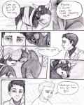 ambiguous_gender canid canine canis comic coop_(wrng) dialogue english_text feral graphite_(artwork) greyscale group human male mammal monochrome natsume_(wrng) natsumewolf oz_(wrng) pencil_(artwork) rikku text traditional_media_(artwork) wolf wolf's_rain wolf's_rain_next_generation