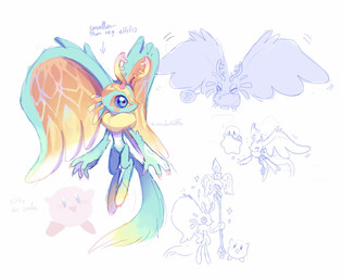 aged_up alternate_form ambiguous_gender antares_(kirby_and_the_forgotten_land) anthro antlers biped blue_sclera blush blush_stickers chest_tuft colored_nails countershading digitigrade dipstick_tail duo eyes_closed feral fingernails floating fluffy fluffy_tail fur happy head_wings holding_melee_weapon holding_object holding_polearm holding_spear holding_weapon horn huge_wings levitation markings melee_weapon mouthless multicolored_body multicolored_eyes multicolored_fur musical_note musical_symbol nails neck_tuft open_mouth open_smile orange_body orange_fur pink_body pink_eyes pink_fingernails pink_nails polearm pupils red_body simple_background size_difference smile solo_focus sparkles spear symbol tail tail_markings tan_body tan_fur teal_body teal_eyes teal_fur text tuft unusual_wing_placement warp_star weapon white_background white_body white_fur wings kamabokobun kirby_(series) nintendo elfilin kirby alien chinchilla chinchillid mammal rodent starling_(kirby) waddling_head 2022 colored_sketch digital_media_(artwork) english_text hi_res multiple_images signature sketch male_(lore)