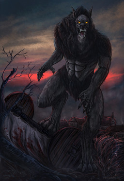 abs anthro blood blood_on_cloth bodily_fluids claws dead_tree male plant solo sunset tree village toddwolf mythology dwayne_cooper_(jasonvuk666) canid canine mammal mythological_canine mythological_creature werecanid werecanine werecreature werewolf absurd_res hi_res story story_at_source story_in_description