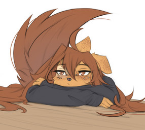 5_fingers anthro biped brown_eyes brown_hair brown_tail clothed clothed_anthro clothed_female clothing female fingers front_view fur hair long_hair simple_background solo tail tan_body tan_fur topwear white_background tinygaypirate apogee_(tinygaypirate) canid canine canis domestic_dog mammal 2025 digital_drawing_(artwork) digital_media_(artwork) hi_res