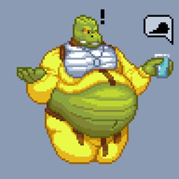 anthro belly big_belly bloated green_body green_skin male overweight overweight_male solo weight_gain yellow_eyes barkitect star_wars bossk alien reptile scalie trandoshan 1:1 digital_media_(artwork) hi_res pixel_(artwork)