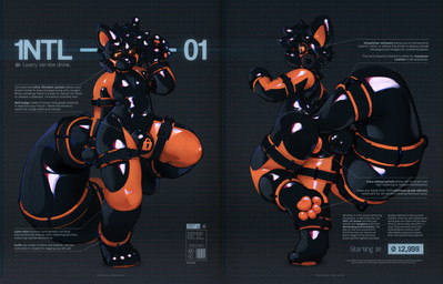 anal_sheath ankle_cuffs anthro anus bdsm big_tail biped black_body black_latex chastity_bulge chastity_device clothing cuff_(restraint) drone gas_mask latex latex_body latex_clothing latex_skinsuit lock_bulge lock_symbol male mask multiple_poses null_bulge orange_body orange_latex orange_pawpads pawpads pose restraints skinsuit solo tail text tight_clothing visor wearing_chastity_device wrist_cuffs nule intell ailurid mammal red_panda 2025 digital_media_(artwork) english_text hi_res
