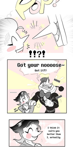 clothing dialogue duo electronics for_a_head hair hat headgear headwear male not_furry open_mouth screen screen_face simple_background speech_bubble television text spmtnlove deltarune undertale_(series) spamton_g._spamton tenna_(deltarune) addison_(deltarune) darkner humanoid object_head screen_head tv_head absurd_res comic digital_media_(artwork) english_text hi_res