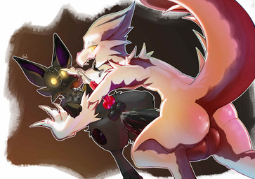 albino anal anal_penetration animal_genitalia backsack balls big_balls black_body black_fur black_penis bodily_fluids claws countershading cum cum_in_ass cum_inside cum_on_face duo ejaculation eye_contact fangs finger_claws from_front_position fur genital_fluids genitals glowing glowing_eyes grey_body grey_fur horn hypnosis hypnotic_eyes hypnotized_dom hypnotized_male knot knotted_penis looking_at_another lying male mind_control missionary_position on_back open_mouth penetration penile_spines penis red_body red_penis red_scales ringed_eyes scales sex sheath spines tail teeth tongue tongue_out touching_face tuft white_body white_scales galo nintendo pokemon aghanashi_(shadowsoulful) fan_character canid canine charmeleon fox generation_1_pokemon generation_8_pokemon lizard mammal nickit pokemon_(species) reptile scalie 2026 absurd_res hi_res