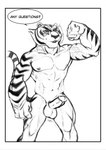 abs anthro athletic average_penis biceps confident crossgender dreamworks erection felid flexing flexing_bicep genitals hi_res humanoid_genitalia humanoid_penis kung_fu_panda male mammal master_tigress monochrome muscular muscular_male nude pantherine pecs penis sabrotiger solo spread_legs spreading standing striped_body stripes thick_thighs tiger