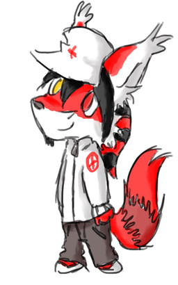 beard boots chibi clothing cross ear_tuft facial_hair footwear fur headgear headwear heterochromia hoodie legwear looking_away male pseudo_hair red_body red_eyes red_fur red_tail shoes simple_background smile solo standing tail tentacle_hair tentacles toony topwear tuft white_body white_fur yellow_eyes zipper ahoundoomnamedbea lapfox_trax renard_queenston canid canine fox mammal 5:8 colored_sketch shaded sketch