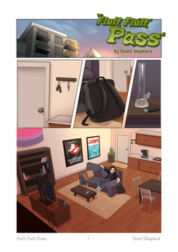 apartment_building backpack bong border brown_hair clothed clothed_human clothed_male clothing coffee_machine comic_panel drugs electronics fully_clothed fully_clothed_human fully_clothed_male furniture game_console hair hoodie human_only lighter male male_human marijuana not_furry page_number pajamas poster sitting sofa solo switch_console topwear white_border scarfshepherd ghostbusters jaws_(film) nintendo nintendo_switch universal_studios dallas_(fox_kaiju) human mammal absurd_res colored comic cover cover_art cover_page first_page hi_res