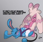 aroused bdsm bodily_fluids bondage bound cum cum_in_pussy cum_inside dominant dominant_female duo ejaculation eyewear female feral genital_fluids genitals glasses male male/female pussy scarf thataveragedude nintendo pokemon azumarill generation_2_pokemon generation_9_pokemon pokemon_(species) tinkaton hi_res