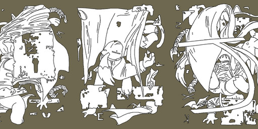 abstract_art anthro barefoot blank_stare bottomwear bound clothing feet fluffy fluffy_tail front_view fur long_sleeves looking_at_viewer male monotone_background neutral_expression pants patterned_fur pawpads paws pose rear_view shorts simple_background sweater sweater_vest tail text topwear typography vest qs75834 animal_crossing nintendo ambiguous_character rover_(animal_crossing) ambiguous_species felid feline mammal digital_media_(artwork)