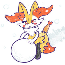 ambiguous_anthro ambiguous_gender anthro biped blush blush_stickers closed_smile digitigrade dipstick_tail food front_view markings mouth_closed object_in_tail outside shrimp_(food) smile snout snow snowball snowing solo standing tail tail_markings three-quarter_view annyui0611 nintendo pokemon braixen canid generation_6_pokemon mammal pokemon_(species) 1:1 2025 digital_drawing_(artwork) digital_media_(artwork) full-length_portrait hi_res japanese_description portrait translated_description