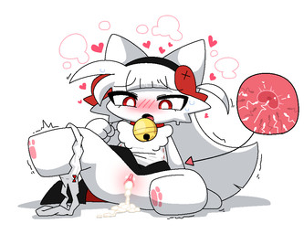 bell blush blush_lines bodily_fluids clothed clothing cum cum_inside female genital_fluids genitals hair heart_symbol interior_view legs_in_air long_hair maid_uniform ovum panties panties_down partially_clothed paws shaking shivering sitting solo sperm_cell underwear underwear_down uniform vulva x-ray_view potatobud3 maimai felid feline mammal