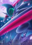 anthro clothing dress knight looking_at_viewer male moon night outside petals red_eyes solo warrior chobi-pho nintendo pokemon generation_6_pokemon mega_evolution mega_gallade pokemon_(species) hi_res