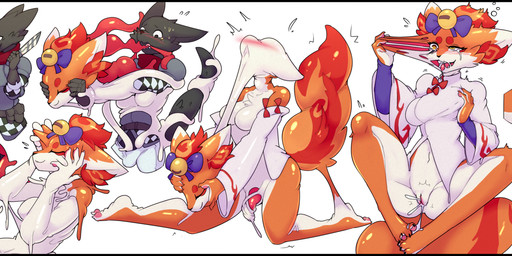 anthro armor bell black_bars blush bodily_fluids breasts crying cum female gender_transformation genital_fluids genitals goo_transformation hand_on_breast holding_mask looking_up male mask_transformation masturbation mtf_transformation nude open_mouth oral oral_penetration pawpads penetration penis simple_background smile solo species_transformation spread_legs spreading suit_transformation surprised tail tears transformation vaginal vaginal_masturbation vulva white_background mxl canid mammal 2023 absurd_res digital_media_(artwork) hi_res letterbox sequence