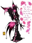 alternative_fashion anthro cybergoth female fur glamfur goth mall_goth pink_body pink_fur simple_background solo text white_background charmaine_verhagen leelee_(pink_fox) canid canine mammal 2002 english_text