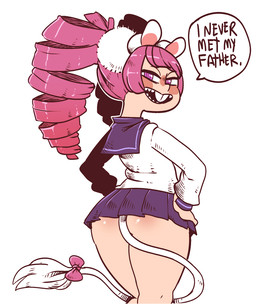 accessory asian_clothing bottomwear bow_(feature) bow_accessory bow_ribbon buckteeth butt clothed clothing dialogue east_asian_clothing female fully_clothed furgonomics hair humanoid_hands japanese_clothing japanese_school_uniform long_tail looking_at_viewer looking_back open_mouth open_smile pigtails pink_eyes pink_hair pupils rear_view ribbons school_uniform serafuku sharp_teeth simple_background skirt smile smug solo speech_bubble tail tail_accessory tail_bow tail_ribbon talking_to_viewer teeth text uniform white_background white_pupils nuclearwasabi tera_online neonatta animal_humanoid elin humanoid mammal mammal_humanoid mouse_humanoid murid murid_humanoid murine murine_humanoid rodent rodent_humanoid 2018 english_text hi_res