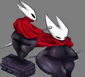 anthro big_breasts big_butt black_body breasts brick_floor butt cloak cloak_only clothing female grey_background holding_object holding_weapon huge_breasts huge_butt huge_thighs looking_back melee_weapon platform simple_background sitting solo standing thick_thighs weapon userpagani hollow_knight_(franchise) team_cherry hornet_(hollow_knight) arthropod insect 2025 digital_drawing_(artwork) digital_media_(artwork) shaded sketch