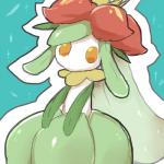 1:1 2017 ambiguous_gender elemental_creature flora_fauna generation_5_pokemon hi_res humanoid lilligant looking_at_viewer nintendo nishikunsp not_furry outline plant pokemon pokemon_(species) pseudo_clothing simple_background solo teal_background