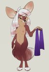 2020 anthro areola big_ears breasts canid canine digital_media_(artwork) featureless_crotch female fennec_fox fox fur hair hi_res mammal nipples nude paws red_eyes reign-2004 simple_background solo standing true_fox