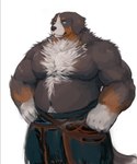 anthro belly black_body black_nose brown_body humanoid_hands male moobs musclegut muscular navel nipples overweight overweight_male simple_background solo white_background white_body fd-caro tavern_of_spear einar_(tavern_of_spear) bernese_mountain_dog canid canine canis domestic_dog mammal molosser mountain_dog swiss_mountain_dog 2021 hi_res