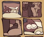 2019 4koma anthro base_two_layout bed big_eyes black_body black_fur bodily_fluids butt comic domestic_cat duo embrace embracing_another embracing_from_behind eyes_closed felid feline felis four_frame_image fur furniture genitals grid_layout grinding hot_dogging hug humanoid_genitalia humanoid_penis imminent_anal imminent_sex male male/male maloroid mammal on_bed penis sex sleep_sex sleeping sound_effects sweat toony two_row_layout white_body white_fur