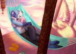 ambiguous_gender anthro beach belly black_nose blue_body blue_fur carving clothed clothing conch cuddling duo footwear fur hair hammock high-angle_view hug love love_carving lying male male/male multicolored_body multicolored_fur navel on_side outside pawpads paws pink_body pink_fur romantic romantic_ambiance romantic_couple sandals seaside shoes topless towel two_tone_body two_tone_fur water white_body white_fur wide_hips demicoeur captain_otter elvin jad'thor canid canine canis hybrid mammal mustelid otter wolf 2013 digital_media_(artwork) full-length_portrait portrait