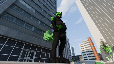 abdominal_bulge animal_genitalia anthro balls black_body black_fur city facial_piercing fangs fully_sheathed fur genitals green_eyes green_hair hair looking_at_viewer looking_down looking_down_at_viewer looming low-angle_view macro male nose_piercing nose_ring nude piercing ring_piercing sheath solo teeth vore f4r3u5z mythology canid canine canis hybrid mammal mephitid mythological_creature mythological_scalie scalie skunk wolf 16:9 2025 3d_(artwork) digital_media_(artwork) hi_res widescreen