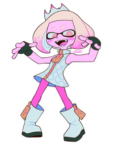 clothed clothing female pseudo_hair simple_background solo star_eyes tentacle_hair tentacles white_background enaic31 nintendo splatoon pearl_(splatoon) aquatic cephalopod humanoid inkling mollusk hi_res