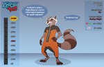 2021 anthro barefoot claws clothing dialogue dino.d.dice ears_up english_text fangs feet fur growth_drive guardians_of_the_galaxy half-closed_eyes hand_on_hip hi_res jumpsuit male mammal markings marvel narrowed_eyes number open_mouth procyonid raccoon raised_tail ring_(marking) ringed_tail rocket_raccoon solo speech_bubble standing striped_markings striped_tail stripes tail tail_markings teeth text toe_claws tongue whiskers zipper