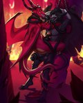 abs anthro balls bdsm beak big_balls big_penis bondage bound butt captured chain chained chained_up claws detailed_background duo erection feet fire foreskin fur genitals grin hair heat_(temperature) hell hellfire hellscape horn humanoid_genitalia humanoid_penis imminent_sex lava male male/male masturbation multi_eye multicolored_body muscular muscular_anthro muscular_male nervous nude open_mouth paws pecs penis pillar power_bottom red_body restraints sex sharp_teeth smile smoke spikes straddling_lap submissive tail tail_wrapped_around tattoo teeth tentacle_around_leg tentacle_around_neck tentacle_around_penis tentacle_sex tentacles tongue two_tone_body wings worried skiba613 helluva_boss mythology seven_deadly_sins satan_(helluva_boss) zerva_von_zadok_(capesir) avian demon demon_dragon dragon gryphon gryphon_demon mythological_avian mythological_creature mythological_scalie scalie 4:5 absurd_res digital_media_(artwork) hi_res