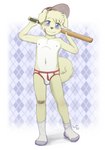 anthro band-aid band-aid_on_knee band-aid_on_leg bandage baseball_bat bat_(object) biped blue_eyes bulge clothed clothing countershade_fur countershade_torso countershading floppy_ears footwear fur holding_baseball_bat holding_object looking_at_viewer male shota smile smiling_at_viewer socks solo tail underwear yoke_pose young young_anthro young_male khaimera canid canine canis domestic_dog mammal absurd_res hi_res