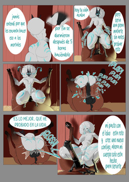abdominal_bulge after_vaginal animal_genitalia animal_penis anthro anthro_on_feral anthro_on_top anthro_penetrated anus balls barn bestiality big_balls big_butt big_penis black_anus black_balls black_penis blue_eyes blue_markings blue_vulva bodily_fluids breasts brown_body brown_fur butt cloven_hooves cowgirl_position cum cum_in_vagina cum_inside dialogue dominant dominant_anthro dominant_female duo ejaculation equine_genitalia equine_penis erection excessive_cum excessive_genital_fluids faceless_character faceless_feral faceless_male featureless_breasts female female_on_top female_penetrated feral feral_on_bottom feral_penetrating feral_penetrating_anthro feral_penetrating_female floppy_ears from_front_position front_view fur genital_fluids genitals hair heart_symbol hooves huge_butt huge_penis inside interspecies lop_ears lying male male/female male_feral male_on_bottom male_penetrating male_penetrating_anthro male_penetrating_female markings mask masturbation medial_ring motion_lines multicolored_penis on_back on_bottom on_top penetration penile penile_penetration penis penis_in_vagina pink_penis rear_view reverse_mating_press scut_tail sex shaking shallow_penetration short_tail submissive submissive_feral submissive_male tail tail_anus text thick_thighs trembling two_tone_penis unguligrade unmasked vaginal vaginal_penetration voyeur vulva wearing_mask white_body white_fur white_hair wide_hips nidror league_of_legends riot_games tencent kindred_(lol) lamb_(lol) bovid caprine equid equine horse mammal 2026 absurd_res colored comic digital_drawing_(artwork) digital_media_(artwork) hi_res shaded spanish_text translated