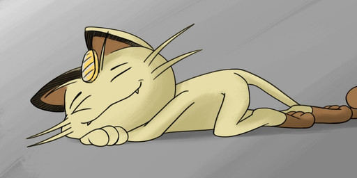3_toes ambiguous_gender cute_fangs eyes_closed fangs feet feral fur grey_background lying on_front simple_background sleeping smile solo tan_body tan_fur teeth toes whiskers oscar_the_purrloin nintendo pokemon generation_1_pokemon meowth pokemon_(species) 2015