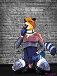 clothed clothing crossdressing fingers legwear lingerie male pose skimpy text tongue tongue_out lukabun ailurid mammal red_panda absurd_res english_text hi_res