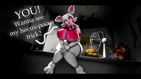 3_toes 4_fingers anthro areola armband big_areola big_breasts black_bars bow_tie breasts clothing colored_nails dialogue dutch_angle electric_fan eyebrows feet female fingers fishnet_clothing fishnet_legwear fishnet_thigh_highs furniture glistening glistening_body glowing glowing_eyes half-closed_eyes hand_on_hand huge_areola huge_breasts inside knock-kneed legwear looking_at_viewer low-angle_view machine nails narrowed_eyes navel nipple_dip nipples on_table open_mouth open_smile pink_body pink_bow_tie pink_eyebrows pink_eyelids pink_nails plushie red_areola red_nipples sharp_teeth sitting sitting_on_table smile smiling_at_viewer solo table talking_to_viewer teeth text thick_thighs thigh_highs toes white_body wide_hips zelyonka mishuyuu_(modeler) five_nights_at_freddy's five_nights_at_freddy's_2 scottgames freddy_(fnaf) mangle_(fnaf) animatronic canid canine fox mammal robot robot_anthro 16:9 3d_(artwork) 4k absurd_res digital_media_(artwork) english_text hi_res letterbox source_filmmaker_(artwork) watermark widescreen