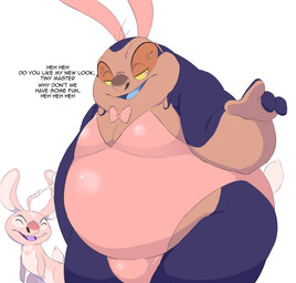 4_eyes anthro belly bow_tie bulge duo fake_ears fake_rabbit_ears hypnosis male mind_control multi_eye overweight playboy_bunny playboy_outfit purple_body text hypnokoo disney lilo_and_stitch jumba_jookiba alien experiment_(lilo_and_stitch) english_text hi_res