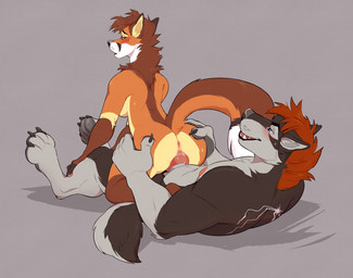 4_toes anthro anthro_on_anthro anthro_penetrated anthro_penetrating anthro_penetrating_anthro biped black_body black_claws black_eyebrows black_fur black_tail blue_eyes blush bodily_fluids breasts brown_body brown_fur brown_hair brown_tail butt butt_grab claws duo erection eyebrows fangs feet female female_on_top female_penetrated fingerless_(marking) fingers fur genitals grey_background grey_body grey_fur grey_nose grey_tail hair hand_on_butt hand_on_leg knot looking_back lying male male/female male_on_bottom male_penetrating male_penetrating_female multicolored_body multicolored_fur multicolored_tail nipples nude on_back on_bottom on_top orange_body orange_fur orange_tail penetration penile penile_penetration penis penis_in_vagina pink_nipples red_hair reverse_cowgirl_position sex short_hair simple_background straddling sweat tail teeth toe_claws toes two_tone_body two_tone_fur two_tone_tail vaginal vaginal_penetration white_body white_fur white_tail yellow_body yellow_fur igiveyoulemons mocha_(mochalattefox) storm_(stormwx_wolf) canid canine canis fox mammal wolf 2018 digital_media_(artwork)